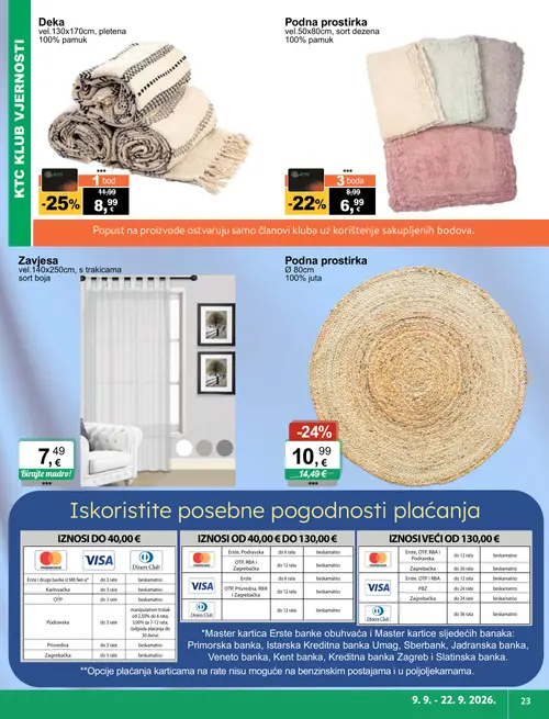 KTC katalog — stranica 11: Deka, Podna prostirka, Podna prostirka, Zavjesa (vrijedi 09. 09. 2026.–22. 09. 2026.)