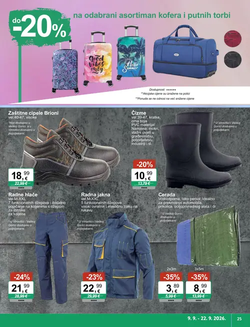 KTC katalog — stranica 13: Cerada 3x5m, Cerada 2x3m, Radne hlače, Radna jakna (vrijedi 09. 09. 2026.–22. 09. 2026.)