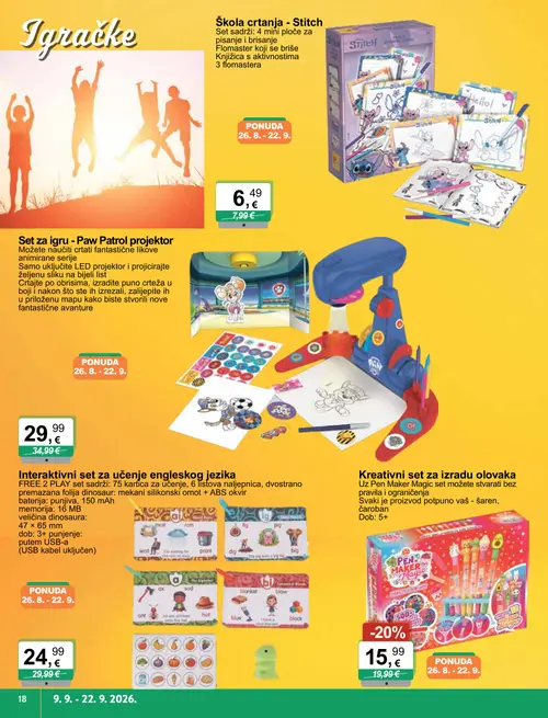 KTC katalog — stranica 6: Pen Maker Magic Kreativni set za izradu olovaka, Škola crtanja - Stitch, Set za igru - Paw Patrol projektor, Set za učenje (vrijedi 09. 09. 2026.–22. 09. 2026.)