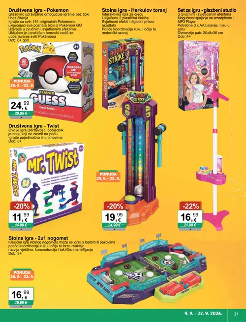 KTC katalog — stranica 9: Set za igru - glazbeni studio, Družtvena igra - Twist, Stolna igra - Herkulov toranj, Družtvena igra - Pokemon (vrijedi 09. 09. 2026.–22. 09. 2026.)
