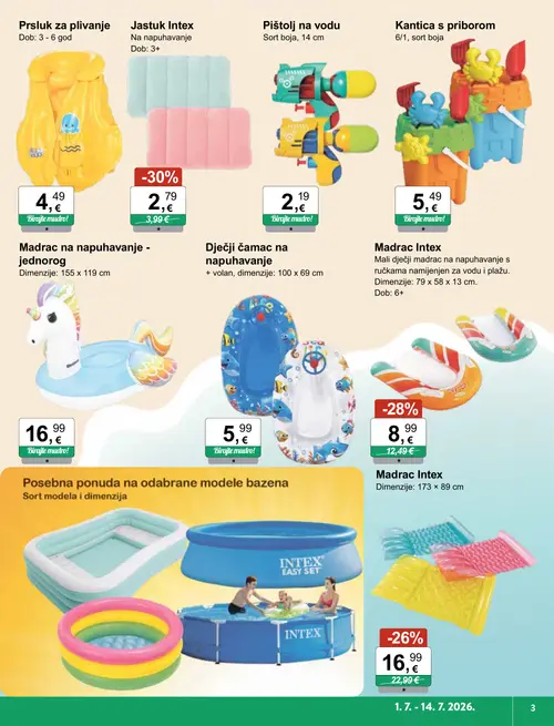 KTC katalog — stranica 3: Intex Jastuk Intex Na napuhavanje, Intex Madra c Intex, Intex Madra c Intex, Prsluk za plivanje (vrijedi 01. 07. 2026.–14. 07. 2026.)