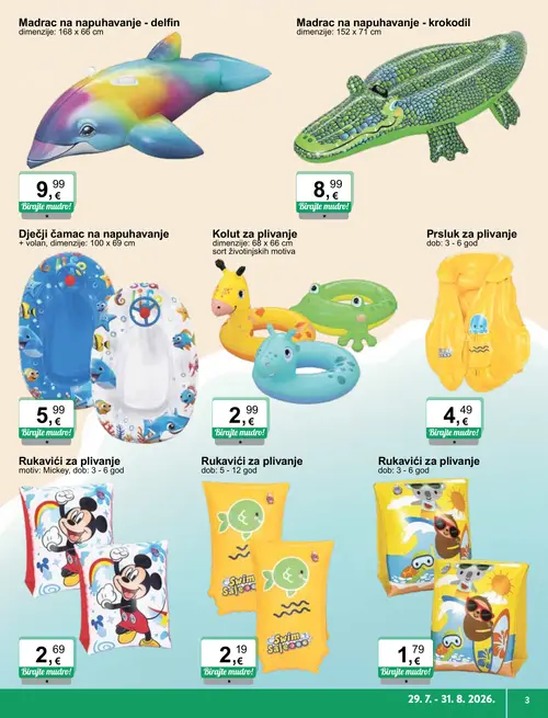 KTC katalog — stranica 3: Rukavici za plivanje, Rukavici za plivanje, Rukavici za plivanje motiv: Mickey, Prsluk za plivanje (vrijedi 29. 07. 2026.–11. 08. 2026.)