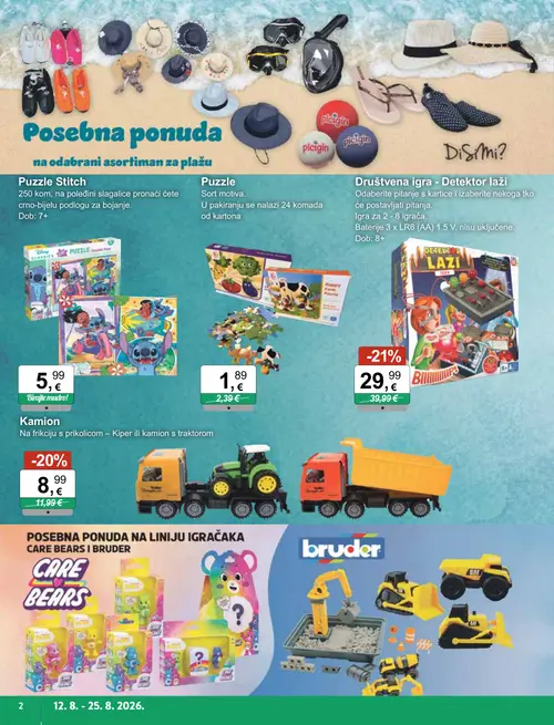 KTC katalog — stranica 2: Društvena igra - Detektor laži, Kamion, Puzzle, Puzzle Stitch (vrijedi 12. 08. 2026.–25. 08. 2026.)