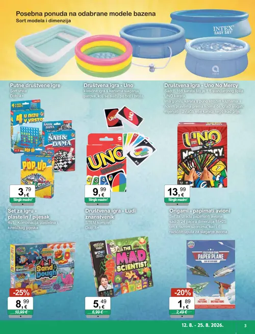 KTC katalog — stranica 3: Set za izradu papirnatih aviona, Društvena igra - Ludi znanstvenik, 4in1 Sand Dough, Set za igru - plastelin / pijesak (vrijedi 12. 08. 2026.–25. 08. 2026.)
