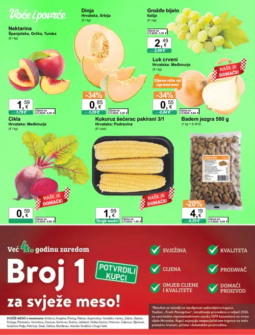 KTC katalog — stranica 4: Cikla, Luk crveni Hrvatska, Kukuruz šećerac pakirani 3/1, Dinja Hrvatska (vrijedi 08. 07. 2026.–14. 07. 2026.)