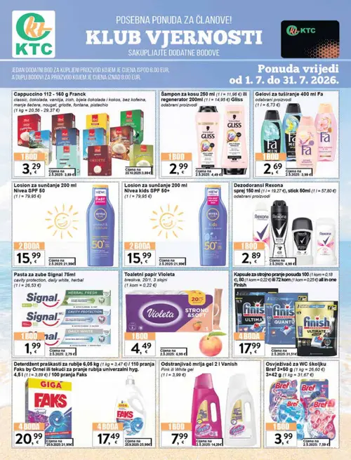 KTC katalog — stranica 13: Bref Bref Osvježivač za WC školjku, Vanish Vanish Odstranjivač mrlja gel 2 l, Finish Finish Kapsule za strojno pranje posuđa, Rexona Rexona Dezodoransi (vrijedi 15. 07. 2026.–21. 07. 2026.)