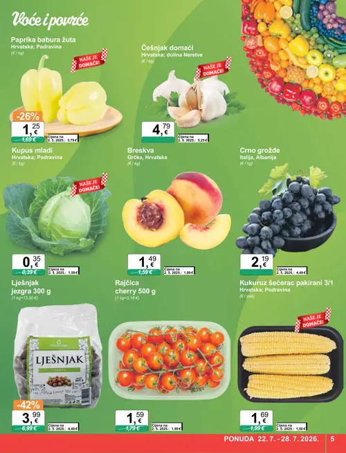 KTC katalog — stranica 5: Crno grožđe, Lješnjak jezgra, Paprika babura žuta, Breskva (vrijedi 22. 07. 2026.–28. 07. 2026.)