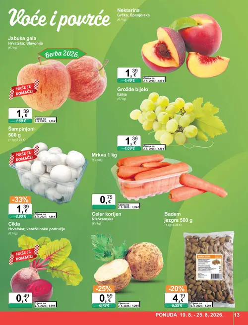 KTC katalog — stranica 13: Cikla, Celer korijen, Šampinjoni, Jabuka gala (vrijedi 19. 08. 2026.–25. 08. 2026.)