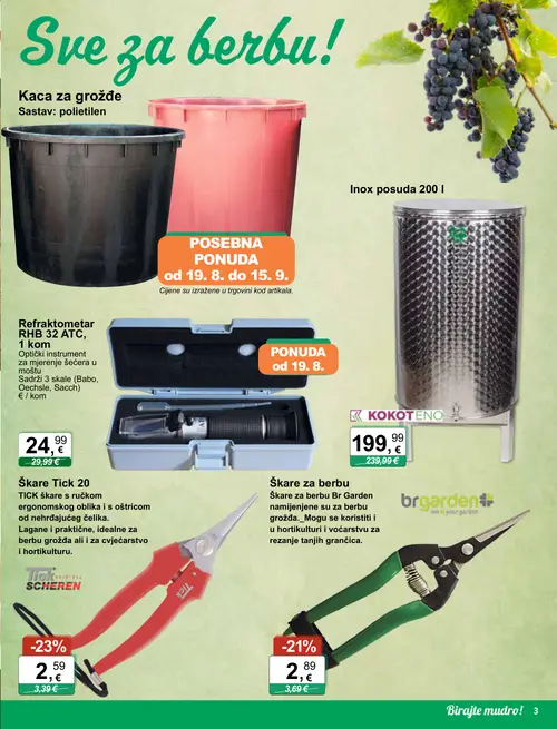 KTC katalog — stranica 3: Tick SCHEREN Škare Tick, brgarden Škare za berbu Br Garden, Refraktometar, Inox posuda (vrijedi 02. 09. 2026.–15. 09. 2026.)