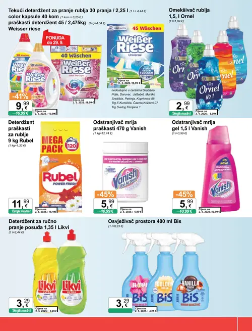 KTC katalog — stranica 35: Vanish odstranjivač mrlja praškasti, Vanish odstranjivač mrlja gel, Weisser Riese tekući deterdžent za pranje rublja color kapsule, Rubel praškasti deterdžent za rublje (vrijedi 09. 09. 2026.–15. 09. 2026.)