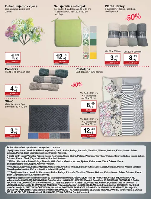 KTC katalog — stranica 5: Buketi umjetno cvijeće, Obirač, Set sjedalice+stolnjak, Plahta Jersey (vrijedi 08. 07. 2026.–14. 07. 2026.)