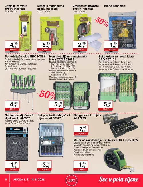 KTC katalog — stranica 8: Kišna kabanica, Set imbus kljućeva 8 dijelova AL028957, Zavjesa za vrata protiv insekata, Zavjesa za prozore protiv insekata (vrijedi 06. 08. 2026.–11. 08. 2026.)