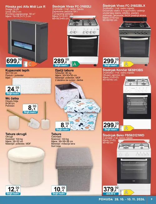 KTC katalog — stranica 9: Beko Štednjak Beko FBS63121WD, Wc četka, Končar Štednjak Končar SE5013BS, Dječji tabure (vrijedi 28.10.–10.11.2026.)