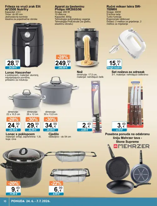 KTC katalog — stranica 10: Lonac s poklopcem, Cjedilo, Lonac Hascevher Lonac Hascevher s poklopcem, Philips Aparat za tjesteninu Philips HR2665/96 (vrijedi 24. 06. 2026.–07. 07. 2026.)