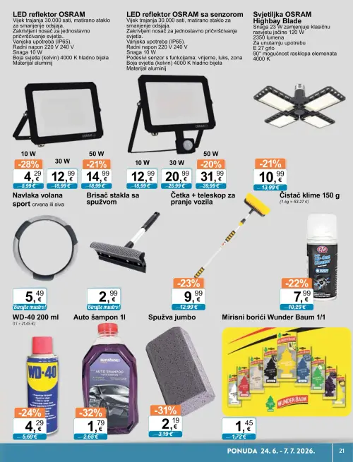 KTC katalog — stranica 21: Navlaka volana sport crvena ili siva, Spužva jumbo, Wunder Baum Mirisni borići Wunder Baum 1/1, Čistač klime 150 g (vrijedi 24. 06. 2026.–07. 07. 2026.)