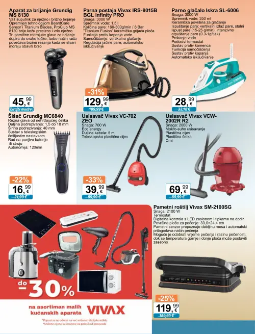 KTC katalog — stranica 8: Vivax Usisavač Vivax VC-702 ZEO, Vivax Parna postaja Vivax IRS-8015B BGL infinity PRO, Vivax Usisavač Vivax VCW-2002R R2, Grundig Šišač Grundig MC6840 (vrijedi 24. 06. 2026.–07. 07. 2026.)
