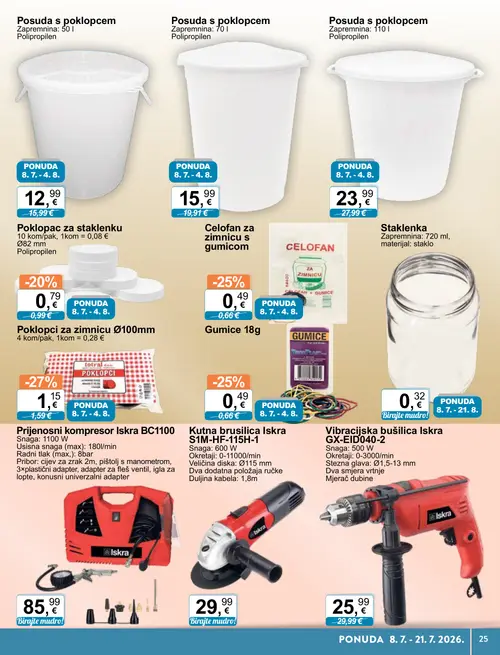 KTC katalog — stranica 15: Poklopci za zimnicu Ø100mm, Gumice, Celofan za zimnicu s gumicom, Poklopac za staklenku (vrijedi 08. 07. 2026.–21. 07. 2026.)