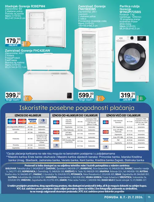 KTC katalog — stranica 5: Gorenje Hladnjak Gorenje R39EPW4, Gorenje Perilica rublja Gorenje W1NGPI72SBS, Gorenje Zamrzivač Gorenje FHC42EAW, Gorenje Zamrzivač Gorenje FN619EEW5 (vrijedi 08. 07. 2026.–21. 07. 2026.)