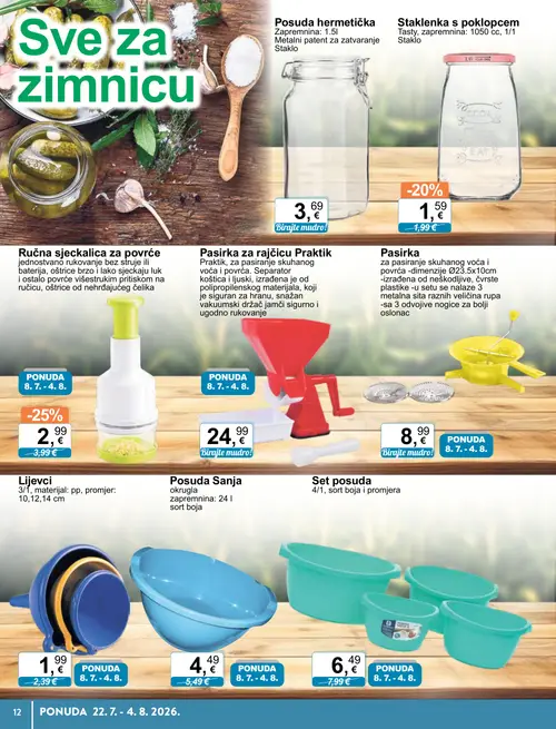 KTC katalog — stranica 12: Ručna sjeckalica za povrće, Staklenka s poklopcem, Set posuda, Posuda Sanja (vrijedi 22. 07. 2026.–04. 08. 2026.)