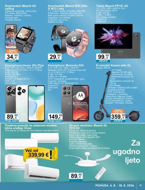 KTC katalog — stranica 3: Meanit Smartwatch Meanit 4G calling, Xiaomi E-romobil Xiaomi elite GL, Meanit Tablet Meanit PP101 4G, Meanit Smartwatch Meanit M35 Elite ili M33 Lady (vrijedi 06. 08. 2026.–18. 08. 2026.)