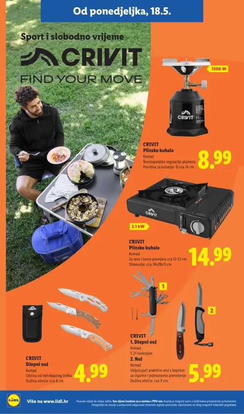 Lidl katalog — stranica 10: CRIVIT CRIVIT Plinsko kuhalo, CRIVIT CRIVIT Plinsko kuhalo, CRIVIT CRIVIT Džepni nož, CRIVIT CRIVIT 1. Džepni nož (vrijedi 18. 05. 2026.–31. 08. 2026.)