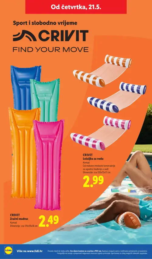 Lidl katalog — stranica 16: CRIVIT CRIVIT Zračni madrac, CRIVIT CRIVIT Ležaljka za vodu (vrijedi 18. 05. 2026.–31. 08. 2026.)
