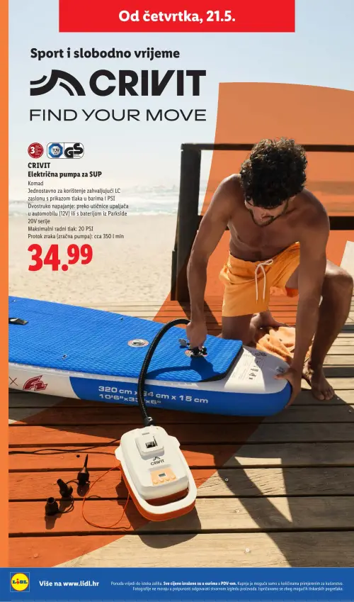 Lidl katalog — stranica 18: CRIVIT CRIVIT Električna pumpa za SUP (vrijedi 18. 05. 2026.–31. 08. 2026.)
