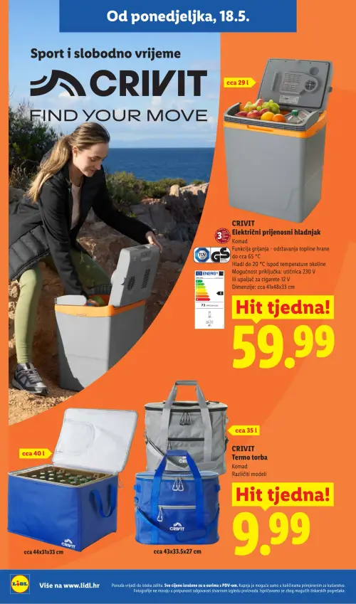 Lidl katalog — stranica 6: CRIVIT CRIVIT električni prijenosni hladnjak, CRIVIT CRIVIT Termo torba, CRIVIT CRIVIT rashladna torba (vrijedi 18. 05. 2026.–31. 08. 2026.)