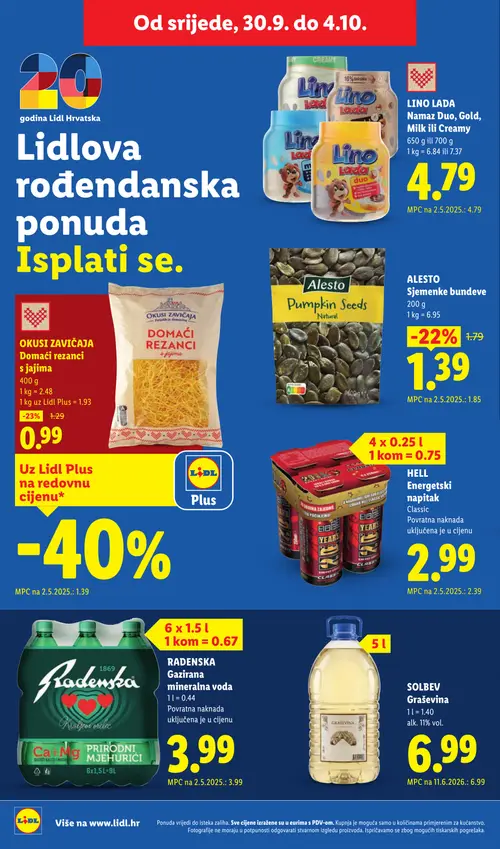 Lidl katalog — stranica 60: OKUSI ZAVIČAJA Domaći rezanci s jajima, ALESTO Sjemenke bundeve (vrijedi 28. 09. 2026.–04. 10. 2026.)