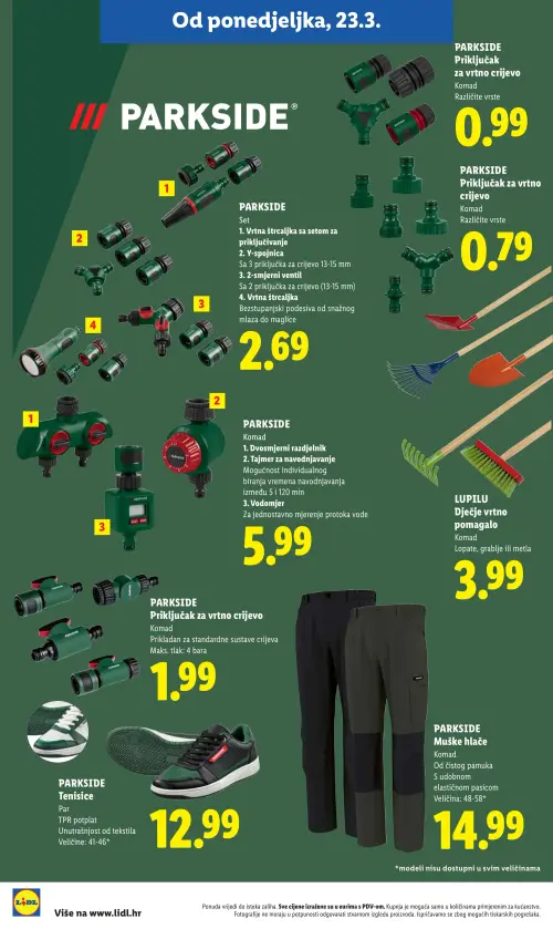 Lidl katalog — stranica 12: PARKSIDE PARKSIDE Priključak za vrtno crijevo, PARKSIDE PARKSIDE Set vrtnih priključaka, PARKSIDE PARKSIDE Priključak za vrtno crijevo, PARKSIDE PARKSIDE Dvostruki razdjelnik za crijevo s tajmerom za navodnjavanje i mjeračem protoka vode (vrijedi 23. 02. 2026.–01. 07. 2026.)