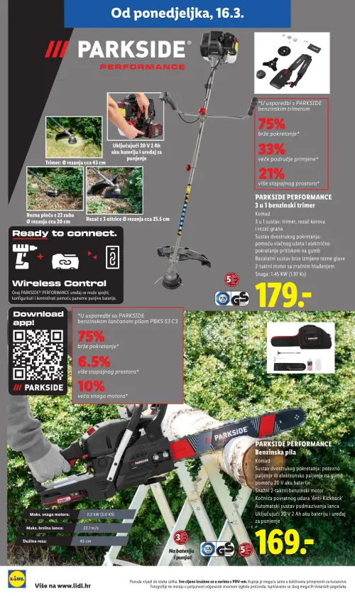 Lidl katalog — stranica 14: PARKSIDE PARKSIDE PERFORMANCE 3 u 1 benzinski trimer, PARKSIDE PARKSIDE PERFORMANCE Benzinska pila (vrijedi 23. 02. 2026.–01. 07. 2026.)