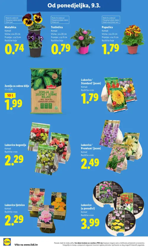 Lidl katalog — stranica 18: Maćuhica, Tratinčica, Pavučić, Grandiol Zemlja za sobno bilje (vrijedi 23. 02. 2026.–01. 07. 2026.)