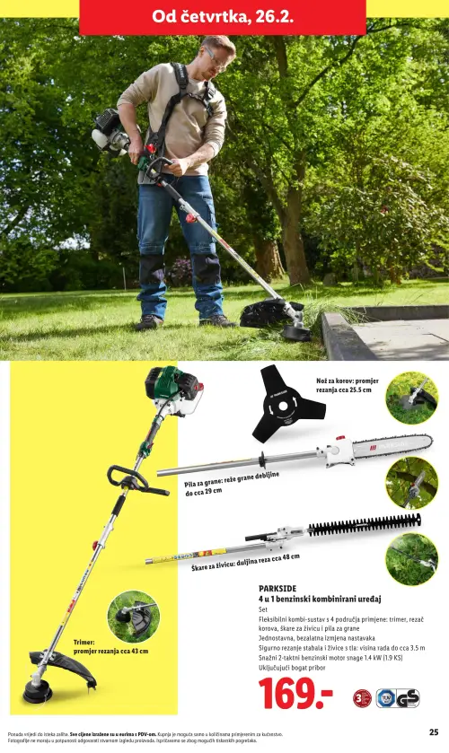Lidl katalog — stranica 25: PARKSIDE PARKSIDE 4 u 1 benzinski kombinirani uređaj (vrijedi 23. 02. 2026.–01. 07. 2026.)