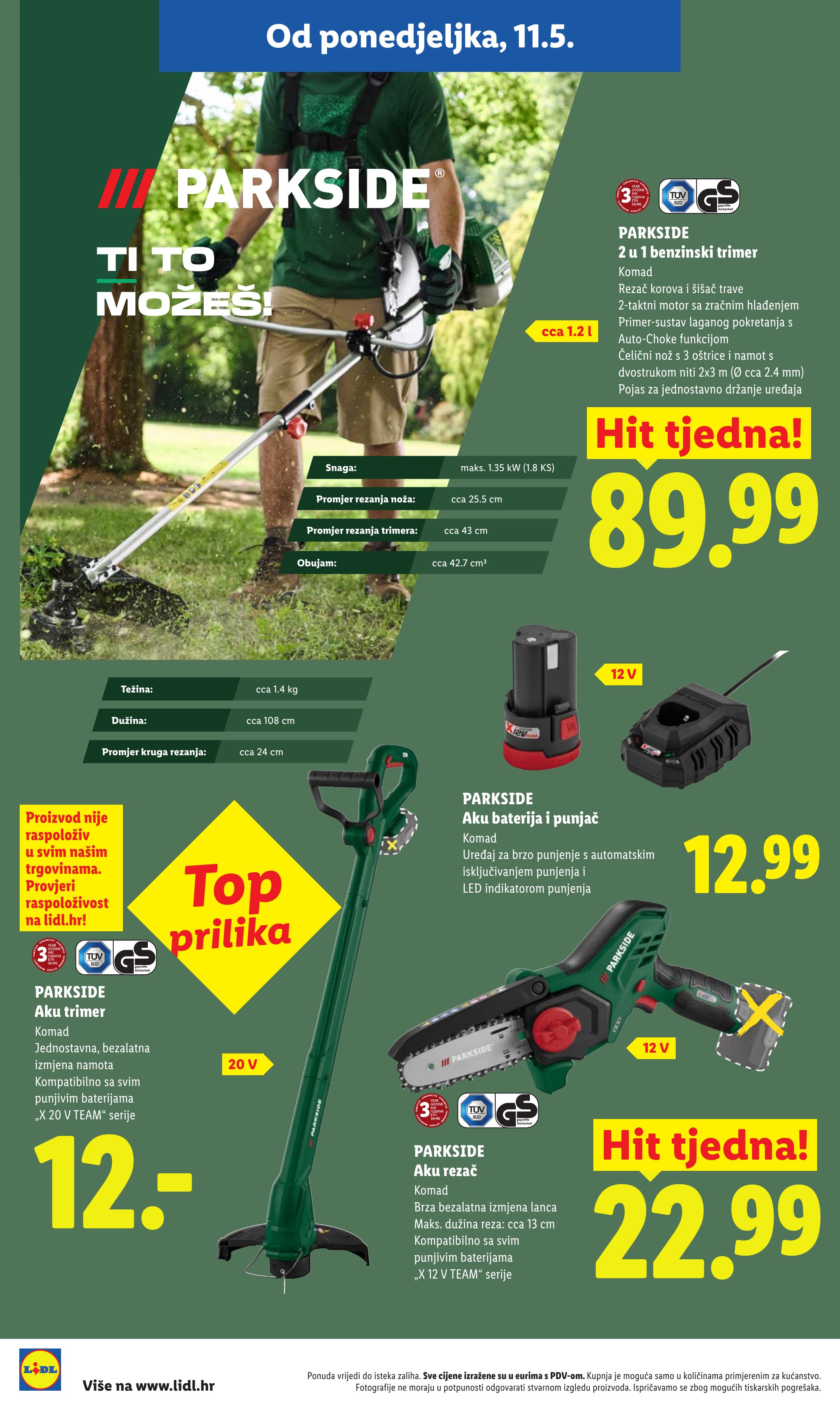 Lidl katalog — stranica 10: PARKSIDE PARKSIDE 2 u 1 benzinski trimer, PARKSIDE PARKSIDE Aku baterija i punjač, PARKSIDE PARKSIDE Aku trimer, PARKSIDE PARKSIDE Aku rezač (vrijedi 23. 02. 2026.–19. 06. 2026.)