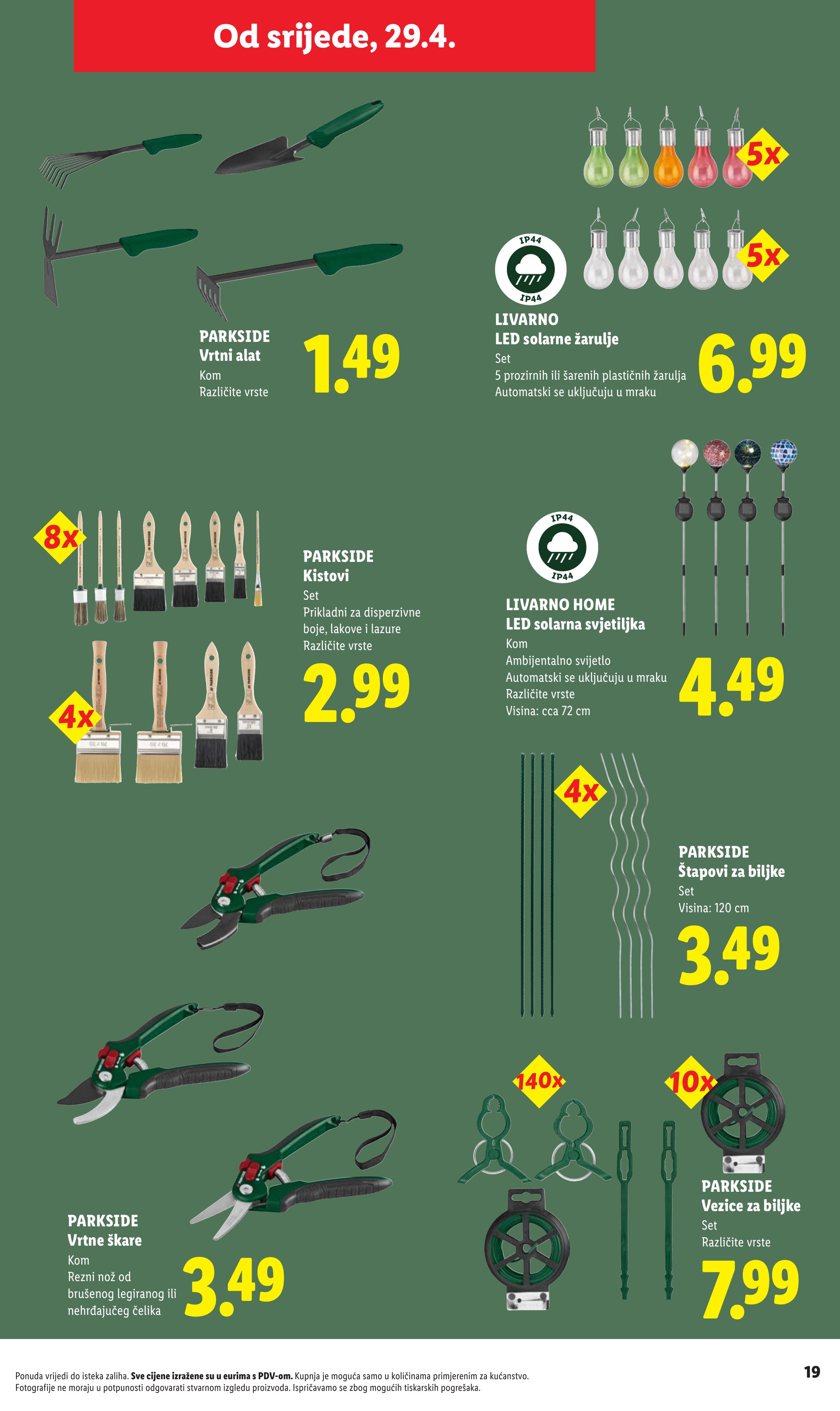 Lidl katalog — stranica 19: PARKSIDE PARKSIDE Vrtni alat, LIVARNO LIVARNO LED solarne žarulje, PARKSIDE PARKSIDE Kistovi, LIVARNO HOME LIVARNO HOME LED solarna svjetiljka (vrijedi 23. 02. 2026.–19. 06. 2026.)