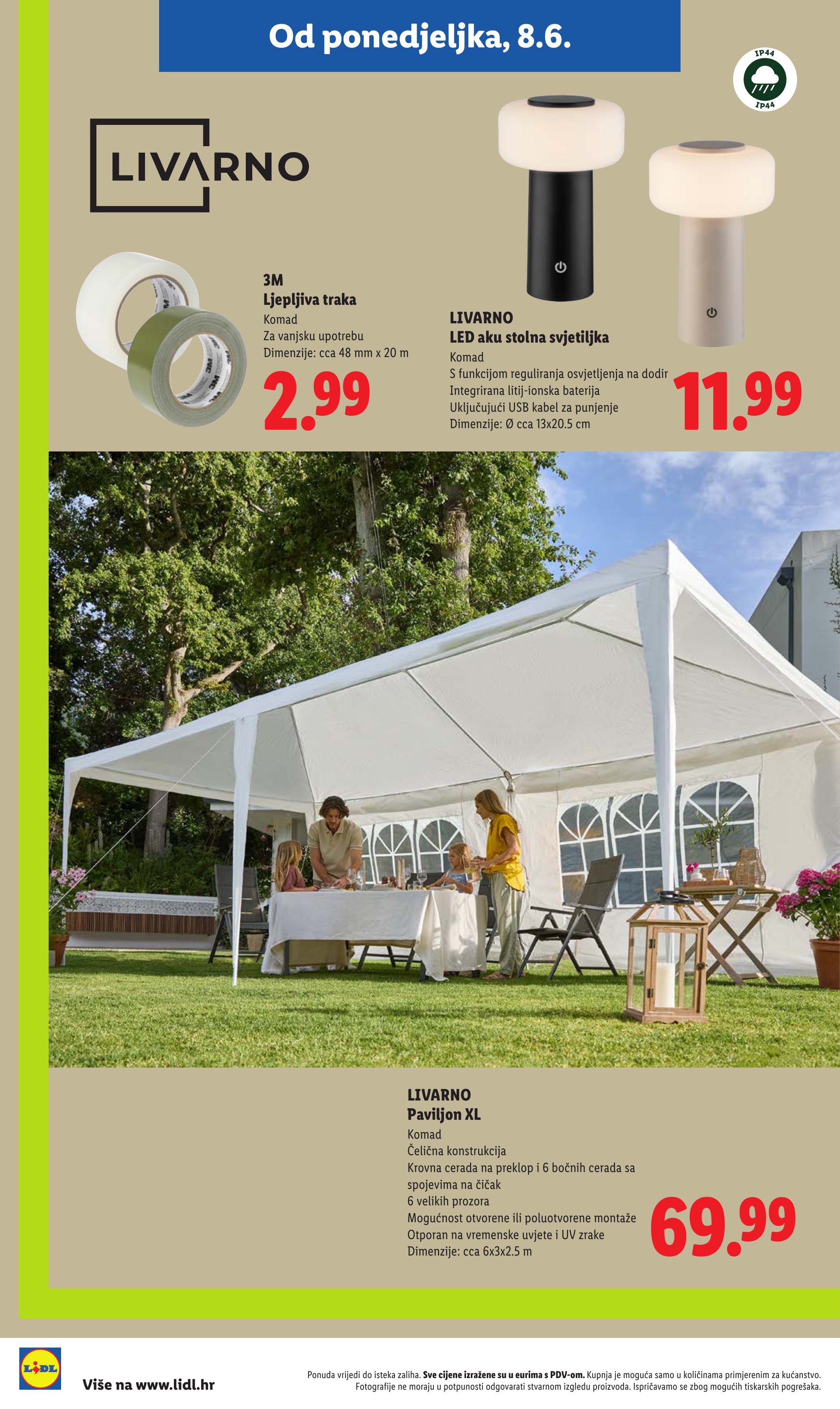 Lidl katalog — stranica 2: 3M 3M Ljepljiva traka, LIVARNO LIVARNO LED aku stolna svjetiljka, LIVARNO LIVARNO Paviljon XL (vrijedi 23. 02. 2026.–19. 06. 2026.)