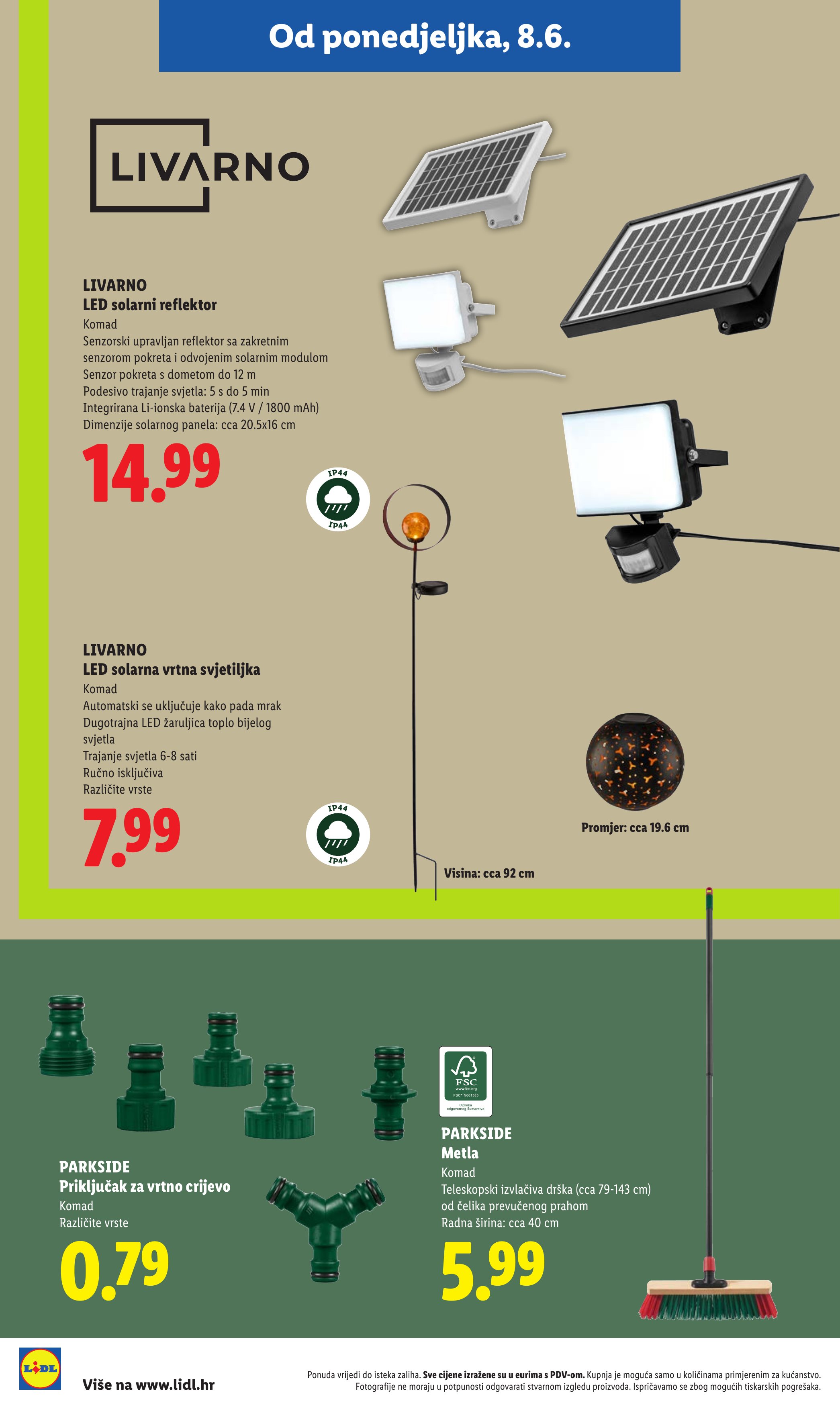 Lidl katalog — stranica 4: LIVARNO LIVARNO LED solarni reflektor, LIVARNO LIVARNO LED solarna vrtna svjetiljka, PARKSIDE PARKSIDE Priključak za vrtno crijevo, PARKSIDE PARKSIDE Metla (vrijedi 23. 02. 2026.–19. 06. 2026.)