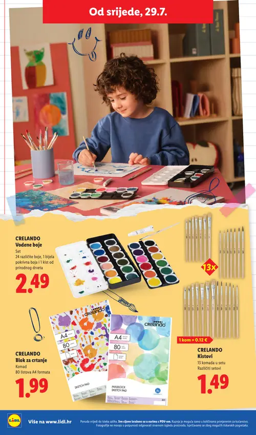 Lidl katalog — stranica 4: CRELANDO CRELANDO Blok za crtanje, CRELANDO Kistovi, CRELANDO CRELANDO Vodene boje Set (vrijedi 29. 07. 2026.–01. 09. 2026.)