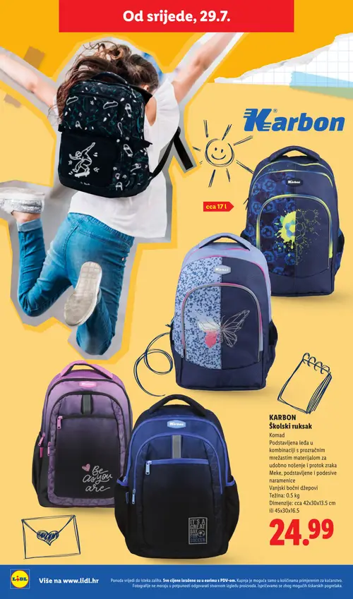 Lidl katalog — stranica 6: Karbon KARBON Školski ruksak (vrijedi 29. 07. 2026.–01. 09. 2026.)
