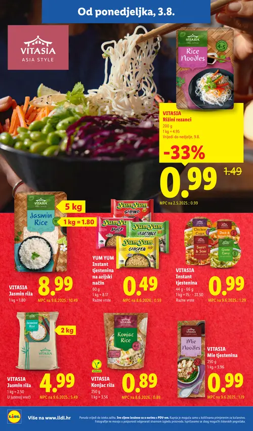 Lidl katalog — stranica 16: Vitasia Vitasia Rižini rezanci, Vitasia Vitasia Instant tjestenina, Yum Yum Yum Yum Instant tjestenina na azijski način, Vitasia Vitasia Mie tjestenina (vrijedi 03. 08. 2026.–09. 08. 2026.)