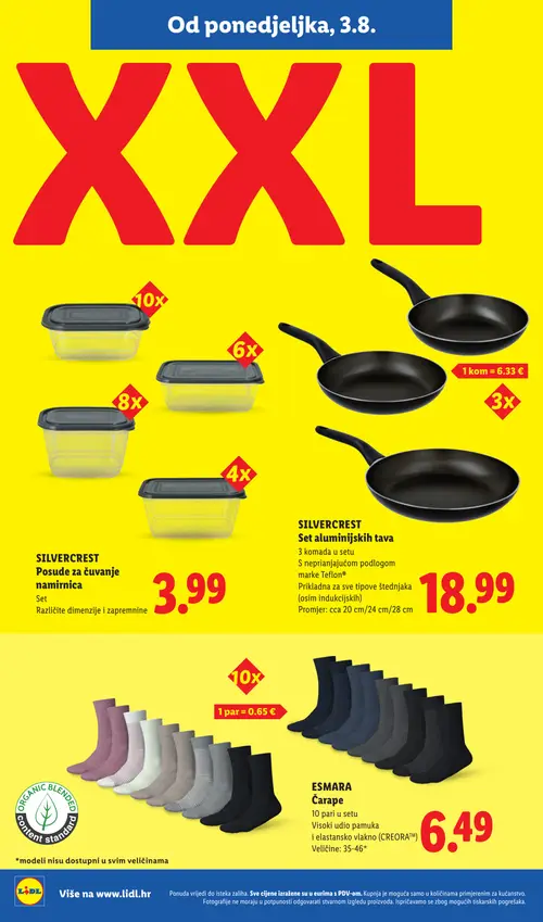 Lidl katalog — stranica 30: SILVERCREST SILVERCREST Posude za čuvanje namirnica, Set, SILVERCREST SILVERCREST Set aluminijskih tava, ESMARA ESMARA Čarape, Čarape (vrijedi 03. 08. 2026.–09. 08. 2026.)