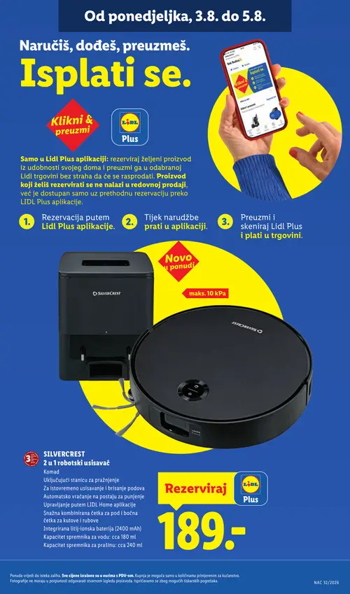 Lidl katalog — stranica 33: SILVERCREST 2 u 1 robotski usisavač (vrijedi 03. 08. 2026.–09. 08. 2026.)