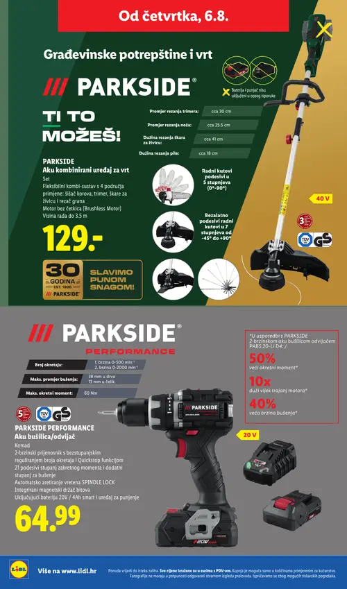 Lidl katalog — stranica 36: PARKSIDE PARKSIDE Aku kombinirani uređaj sa set, PARKSIDE PARKSIDE PERFORMANCE Aku bušilica/odvijač (vrijedi 03. 08. 2026.–09. 08. 2026.)