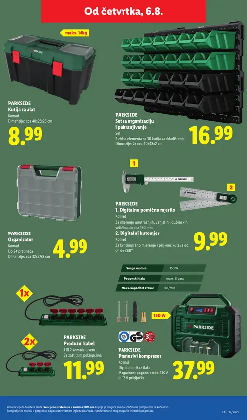 Lidl katalog — stranica 39: PARKSIDE PARKSIDE Kutija za alat, PARKSIDE PARKSIDE Set za organizaciju i pohranjivanje, PARKSIDE PARKSIDE Organizer, PARKSIDE PARKSIDE 1. Digitalno pomično mjerilo (vrijedi 03. 08. 2026.–09. 08. 2026.)