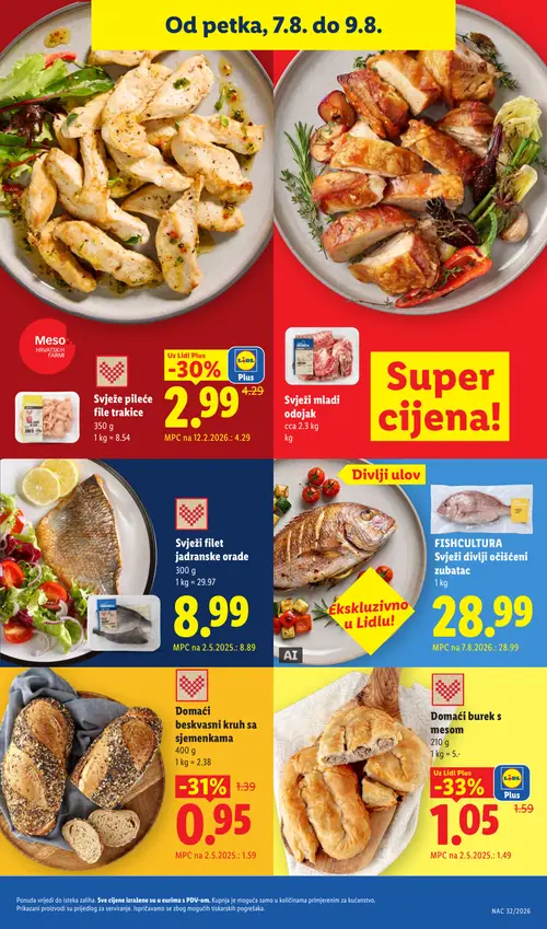 Lidl katalog — stranica 69: Domaći burek s mesom, Domaći beskvasni kruh sa sjemenkama, Svježe pileće file trakice (vrijedi 03. 08. 2026.–09. 08. 2026.)
