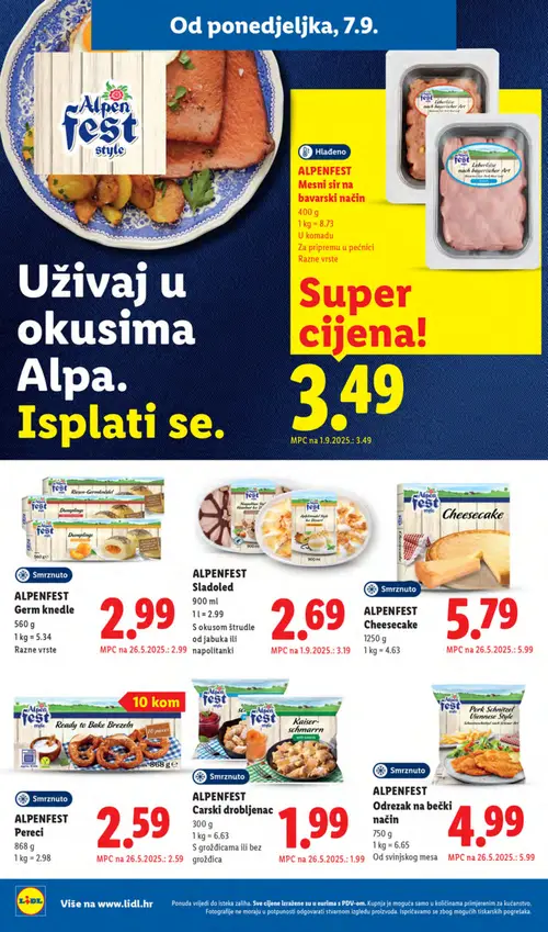 Lidl katalog — stranica 18: ALPENFEST Pereci, ALPENFEST Cheesecake, ALPENFEST Sladoled, ALPENFEST Germ knedle (vrijedi 07. 09. 2026.–13. 09. 2026.)