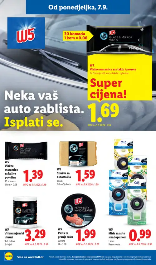 Lidl katalog — stranica 28: W5 Pasta za pranje ruku, W5 Višenamjenski ubrusi, W5 Vlažne maramice za kožne površine (vrijedi 07. 09. 2026.–13. 09. 2026.)