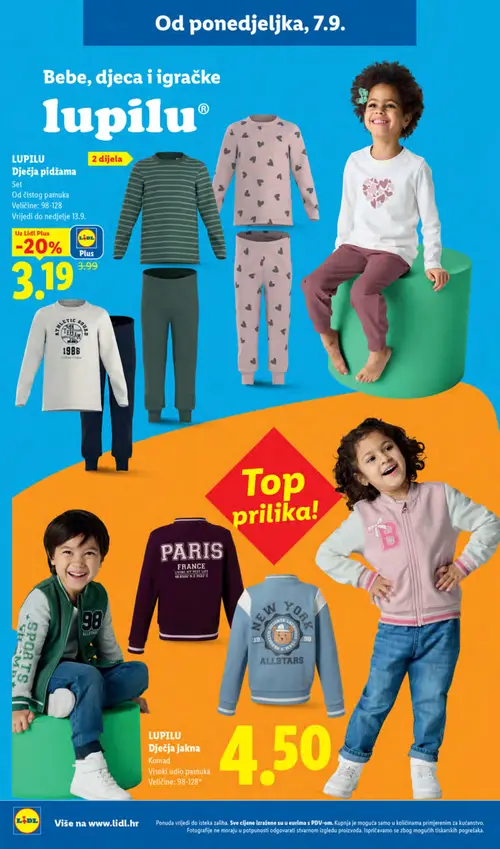 Lidl katalog — stranica 38: LUPILU Dječja pidžama, Set (vrijedi 07. 09. 2026.–13. 09. 2026.)