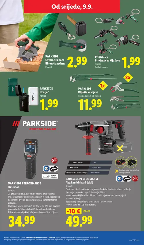 Lidl katalog — stranica 47: PARKSIDE PERFORMANSE Aku kombinirani čekić (vrijedi 07. 09. 2026.–13. 09. 2026.)