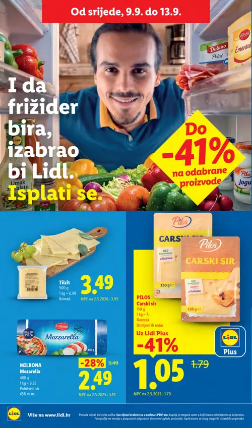 Lidl katalog — stranica 64: Pilos Carsli sir, Tilžit Polutvrdi sir (vrijedi 07. 09. 2026.–13. 09. 2026.)
